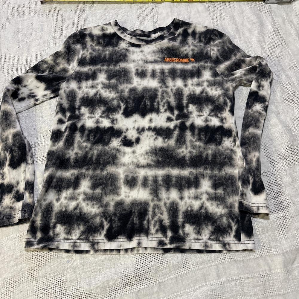 Abercrombie Kids T-Shirt Boys 13/14 Black Tye Dye Gothic Vtg‎ Long Sleeve